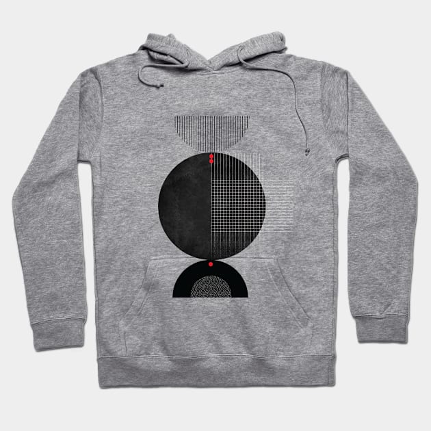 Black Sun Midcentury Geometric Abstract Print Hoodie by Stonework Design Studio